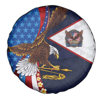 American Samoa and United States Semiquincentennial Spare Tire Cover Bald Eagle with National Flag Style LT03 - Polynesian Pride