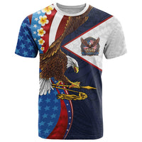 American Samoa and United States Semiquincentennial T Shirt Bald Eagle with National Flag Style LT03 Multicolor - Polynesian Pride
