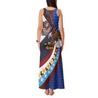 American Samoa and United States Semiquincentennial Tank Maxi Dress Bald Eagle with National Flag Style LT03 - Polynesian Pride