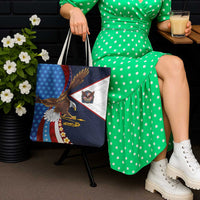 American Samoa and United States Semiquincentennial Tote Bag Bald Eagle with National Flag Style LT03 - Polynesian Pride