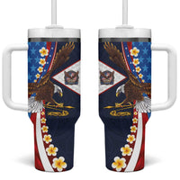 American Samoa and United States Semiquincentennial Tumbler With Handle Bald Eagle with National Flag Style LT03 One Size: 40 oz Multicolor - Polynesian Pride