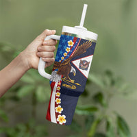 American Samoa and United States Semiquincentennial Tumbler With Handle Bald Eagle with National Flag Style LT03 - Polynesian Pride