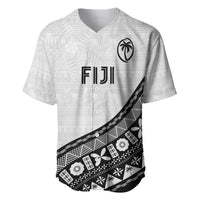 Custom Fijian Rugby Baseball Jersey Tapa Pattern and Palm Tree Tribal LT03 White - Polynesian Pride