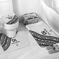Custom Fijian Rugby Bathroom Set Tapa Pattern and Palm Tree Tribal LT03 Mat Set Only (3 pcs) One Size White - Polynesian Pride