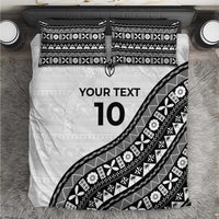 Custom Fijian Rugby Bedding Set Tapa Pattern and Palm Tree Tribal LT03 White - Polynesian Pride