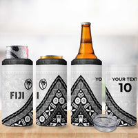 Custom Fijian Rugby 4 in 1 Can Cooler Tumbler Tapa Pattern and Palm Tree Tribal LT03 - Polynesian Pride