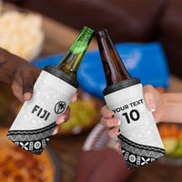 Custom Fijian Rugby 4 in 1 Can Cooler Tumbler Tapa Pattern and Palm Tree Tribal LT03 - Polynesian Pride