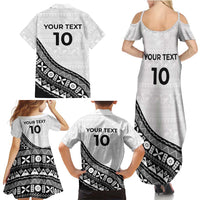 Custom Fijian Rugby Family Matching Summer Maxi Dress and Hawaiian Shirt Tapa Pattern and Palm Tree Tribal