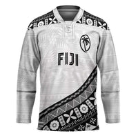 Custom Fijian Rugby Hockey Jersey Tapa Pattern and Palm Tree Tribal LT03 Unisex White - Polynesian Pride