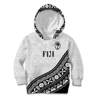 Custom Fijian Rugby Kid Hoodie Tapa Pattern and Palm Tree Tribal LT03 Hoodie White - Polynesian Pride