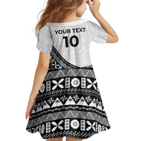 Custom Fijian Rugby Kid Short Sleeve Dress Tapa Pattern and Palm Tree Tribal LT03 - Polynesian Pride
