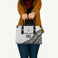 Custom Fijian Rugby Leather Bag Tapa Pattern and Palm Tree Tribal LT03 - Polynesian Pride