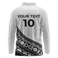 Custom Fijian Rugby Long Sleeve Polo Shirt Tapa Pattern and Palm Tree Tribal LT03 - Polynesian Pride