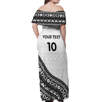 Custom Fijian Rugby Off Shoulder Maxi Dress Tapa Pattern and Palm Tree Tribal LT03 - Polynesian Pride