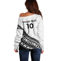 Custom Fijian Rugby Off Shoulder Sweater Tapa Pattern and Palm Tree Tribal LT03 - Polynesian Pride