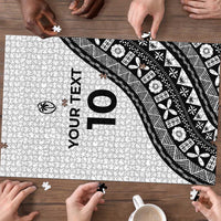 Custom Fijian Rugby Puzzle Tapa Pattern and Palm Tree Tribal LT03 - Polynesian Pride