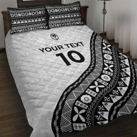 Custom Fijian Rugby Quilt Bed Set Tapa Pattern and Palm Tree Tribal LT03 White - Polynesian Pride