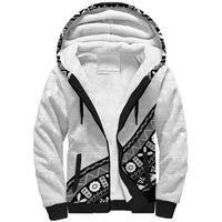 Custom Fijian Rugby Sherpa Hoodie Tapa Pattern and Palm Tree Tribal LT03 Unisex White - Polynesian Pride