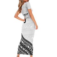 Custom Fijian Rugby Short Sleeve Bodycon Dress Tapa Pattern and Palm Tree Tribal LT03 - Polynesian Pride