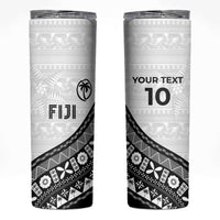 Custom Fijian Rugby Skinny Tumbler Tapa Pattern and Palm Tree Tribal LT03 White - Polynesian Pride