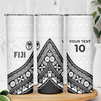 Custom Fijian Rugby Skinny Tumbler Tapa Pattern and Palm Tree Tribal LT03 - Polynesian Pride