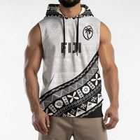 Custom Fijian Rugby Sleeveless Hoodie Tapa Pattern and Palm Tree Tribal LT03 - Polynesian Pride