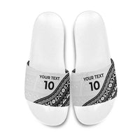 Custom Fijian Rugby Slide Sandals Tapa Pattern and Palm Tree Tribal LT03 White - Polynesian Pride