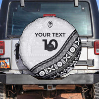 Custom Fijian Rugby Spare Tire Cover Tapa Pattern and Palm Tree Tribal LT03 White - Polynesian Pride