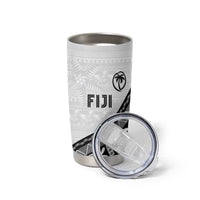 Custom Fijian Rugby Tumbler Cup Tapa Pattern and Palm Tree Tribal LT03 - Polynesian Pride