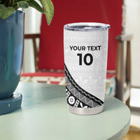 Custom Fijian Rugby Tumbler Cup Tapa Pattern and Palm Tree Tribal LT03 - Polynesian Pride