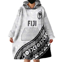 Custom Fijian Rugby Wearable Blanket Hoodie Tapa Pattern and Palm Tree Tribal LT03 - Polynesian Pride