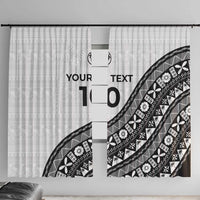 Custom Fijian Rugby Window Curtain Tapa Pattern and Palm Tree Tribal LT03 With Hooks White - Polynesian Pride