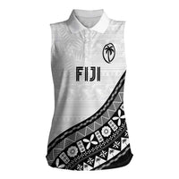 Custom Fijian Rugby Women Sleeveless Polo Shirt Tapa Pattern and Palm Tree Tribal LT03 Female White - Polynesian Pride