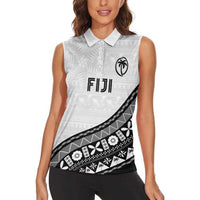 Custom Fijian Rugby Women Sleeveless Polo Shirt Tapa Pattern and Palm Tree Tribal LT03 - Polynesian Pride