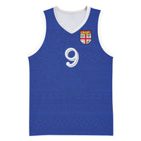 Custom Fijian Football Basketball Jersey Tapa Pattern and Shark Tribal LT03 Unisex Blue - Polynesian Pride
