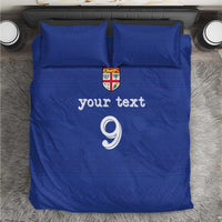 Custom Fijian Football Bedding Set Tapa Pattern and Shark Tribal LT03 Blue - Polynesian Pride