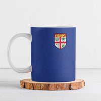 Custom Fijian Football Ceramic Mug Tapa Pattern and Shark Tribal LT03 Blue - Polynesian Pride