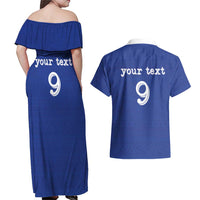 Custom Fijian Football Couples Matching Off Shoulder Maxi Dress and Hawaiian Shirt Tapa Pattern and Shark Tribal