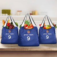 Custom Fijian Football Grocery Bag Tapa Pattern and Shark Tribal LT03 3-pack One Size Blue - Polynesian Pride