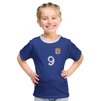 Custom Fijian Football Kid T Shirt Tapa Pattern and Shark Tribal LT03 Blue - Polynesian Pride