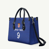 Custom Fijian Football Leather Bag Tapa Pattern and Shark Tribal LT03 Blue - Polynesian Pride