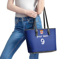 Custom Fijian Football Leather Tote Bag Tapa Pattern and Shark Tribal LT03 - Polynesian Pride