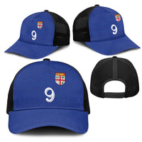 Custom Fijian Football Mesh Trucker Cap Tapa Pattern and Shark Tribal LT03 - Polynesian Pride