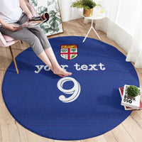 Custom Fijian Football Round Carpet Tapa Pattern and Shark Tribal LT03 - Polynesian Pride