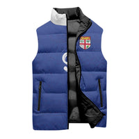 Custom Fijian Football Sleeveless Puffer Jacket Tapa Pattern and Shark Tribal LT03 - Polynesian Pride