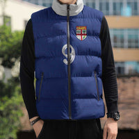 Custom Fijian Football Sleeveless Puffer Jacket Tapa Pattern and Shark Tribal LT03 - Polynesian Pride