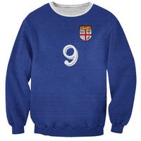 Custom Fijian Football Sweatshirt Tapa Pattern and Shark Tribal LT03 Unisex Blue - Polynesian Pride
