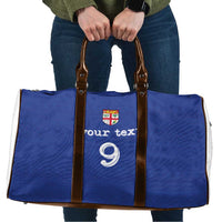 Custom Fijian Football Travel Bag Tapa Pattern and Shark Tribal LT03 Blue - Polynesian Pride