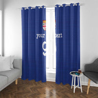 Custom Fijian Football Window Curtain Tapa Pattern and Shark Tribal LT03 With Grommets Blue - Polynesian Pride