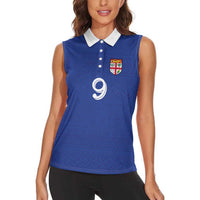 Custom Fijian Football Women Sleeveless Polo Shirt Tapa Pattern and Shark Tribal